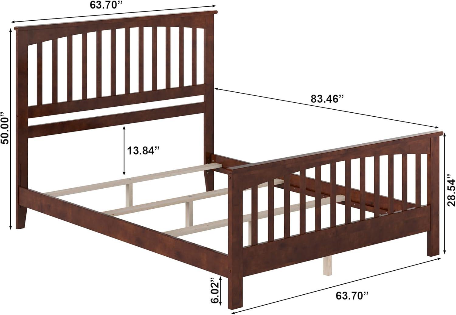 Brooklyn Queen Wood Foundation Bed with Matching Footboard in Walnut