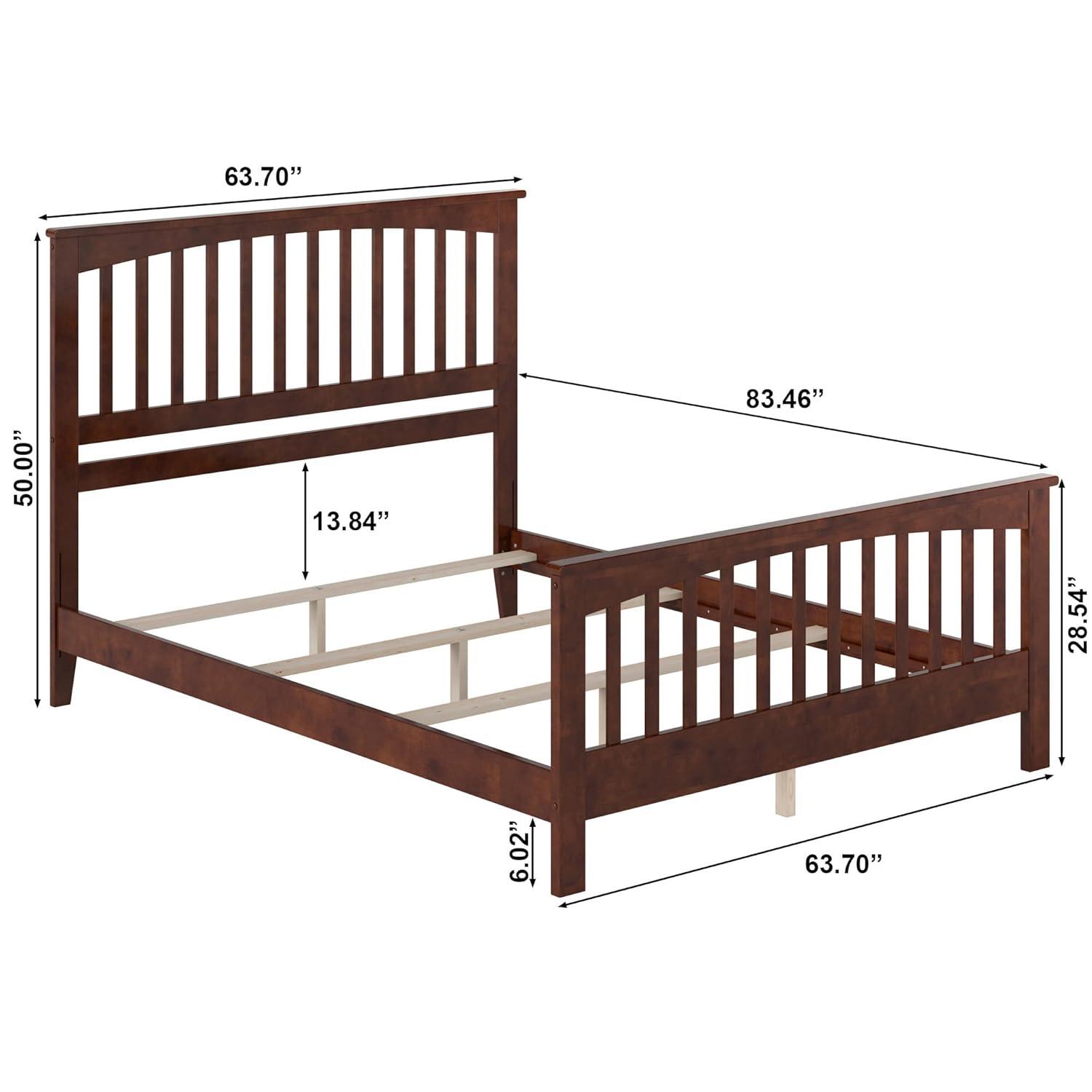Brooklyn Queen Wood Foundation Bed with Matching Footboard in Walnut