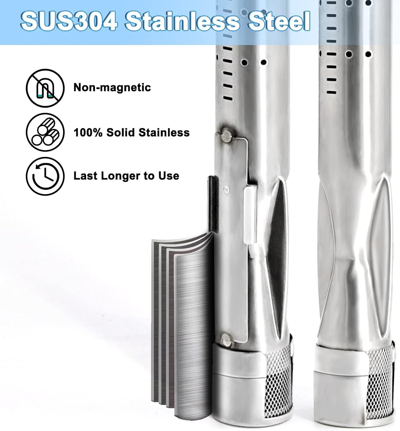 Uniflasy 69785 18 Inch Grill Burner for Weber Spirit I & II 200 Series Spirit E-210 E-220 Spirit S-210, S-220 Gas Grills with Up Front Control Tube Pipe 304 Stainless Steel