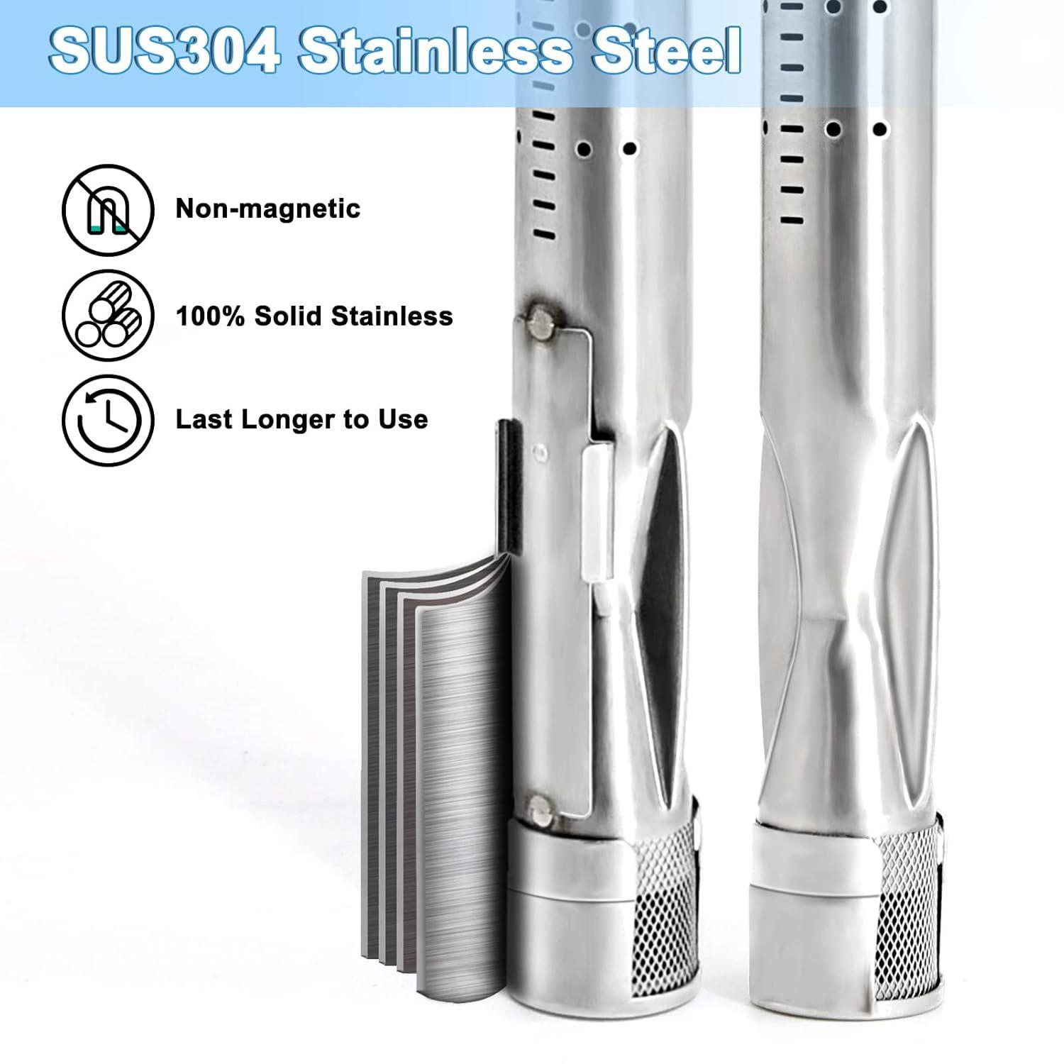 Uniflasy 69785 18 Inch Grill Burner for Weber Spirit I & II 200 Series Spirit E-210 E-220 Spirit S-210, S-220 Gas Grills with Up Front Control Tube Pipe 304 Stainless Steel