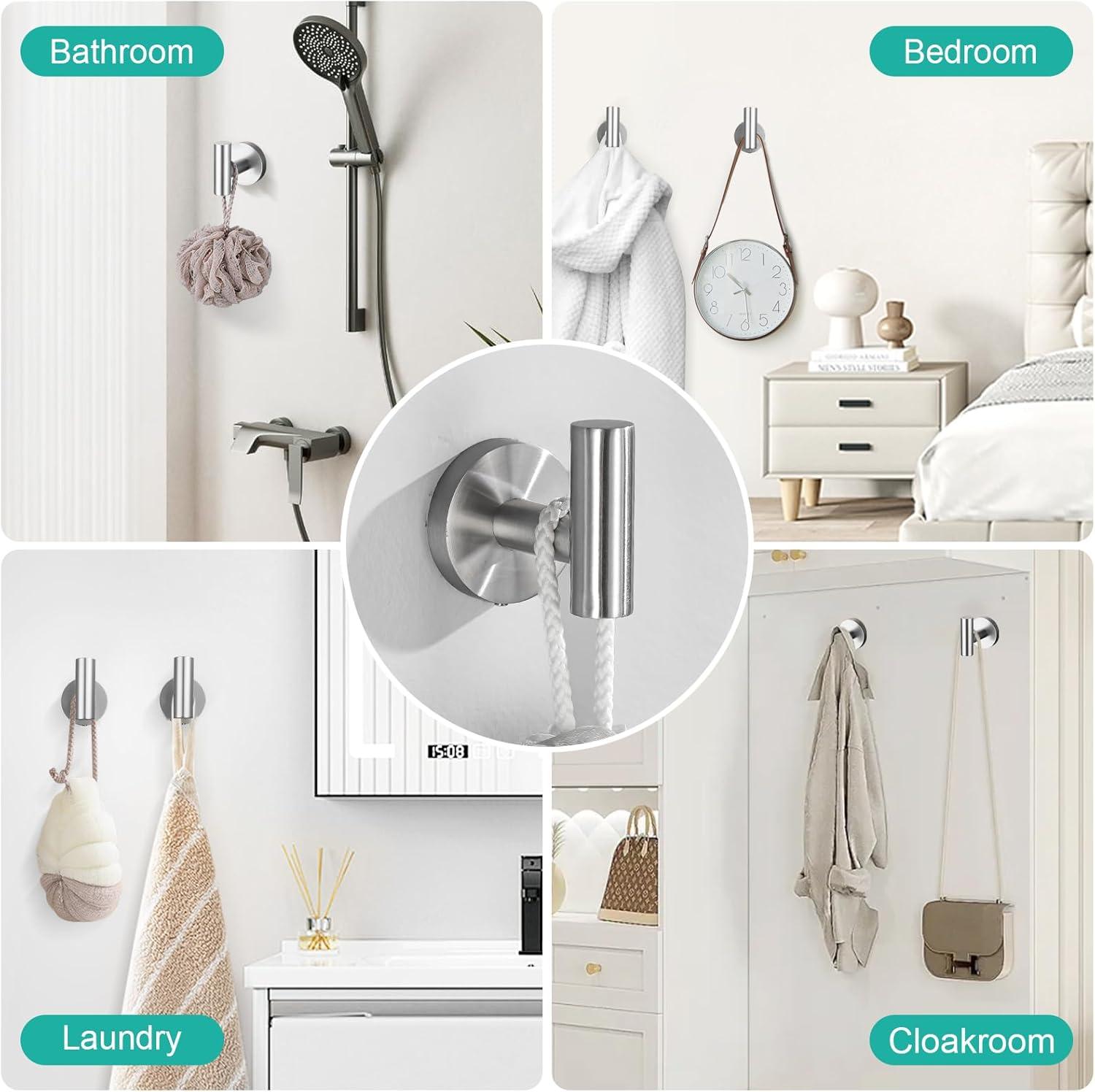 HOMEBYTE 6 Piece Stainless Steel Bathroom Towel Rack Set Wall Mount