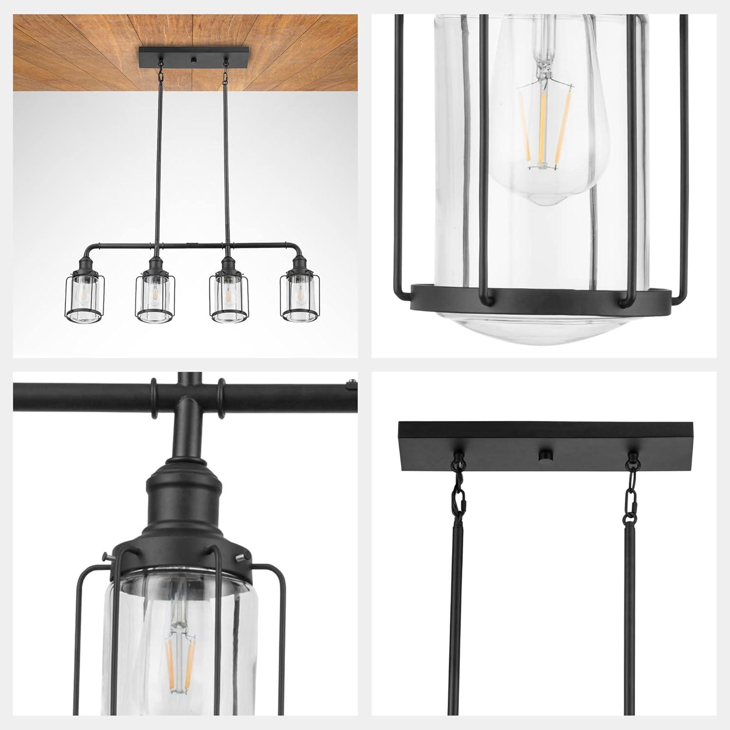 Prominence Home Lincoln Woods Industrial Matte Black LED Pendant Light with Clear Glass Shade