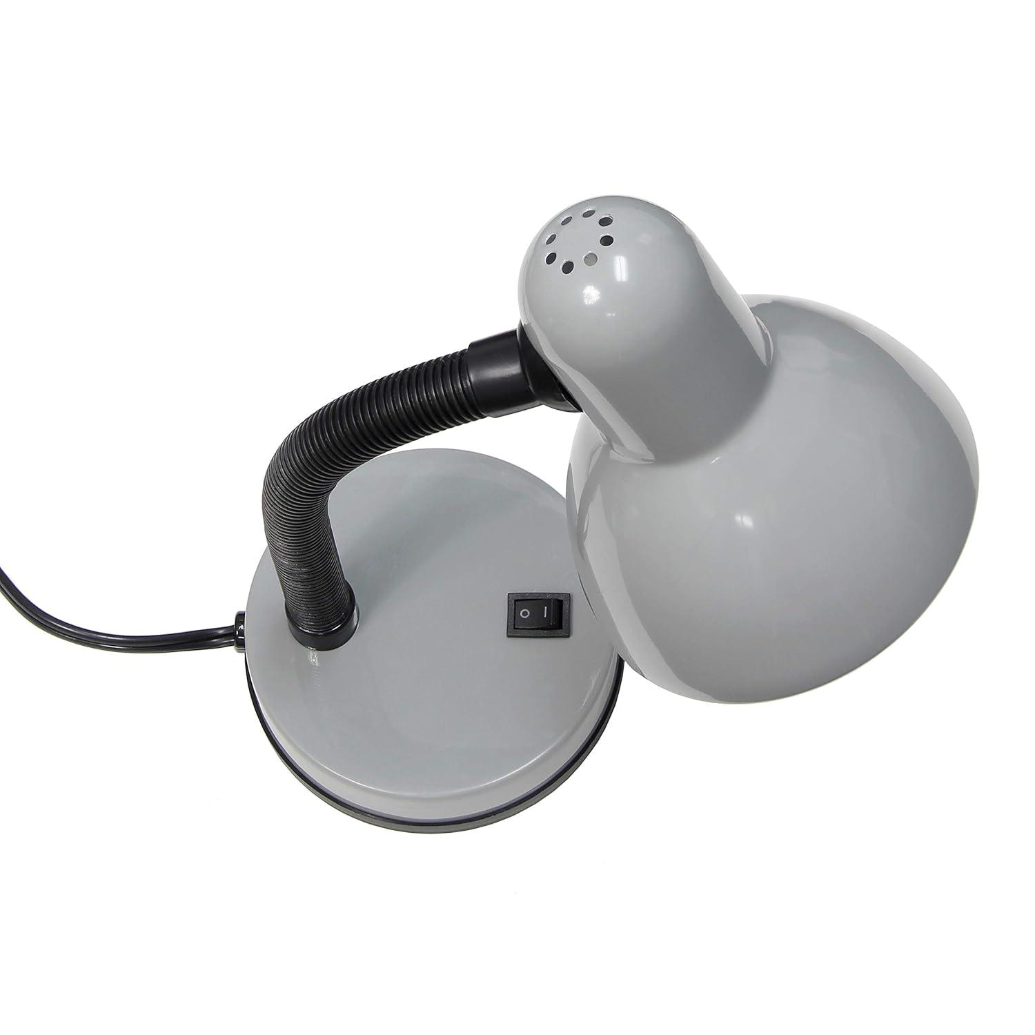 Basic Metal Desk Lamp with Flexible Hose Neck Silver - Simple Designs: ETL Listed, Adjustable, No Assembly Required