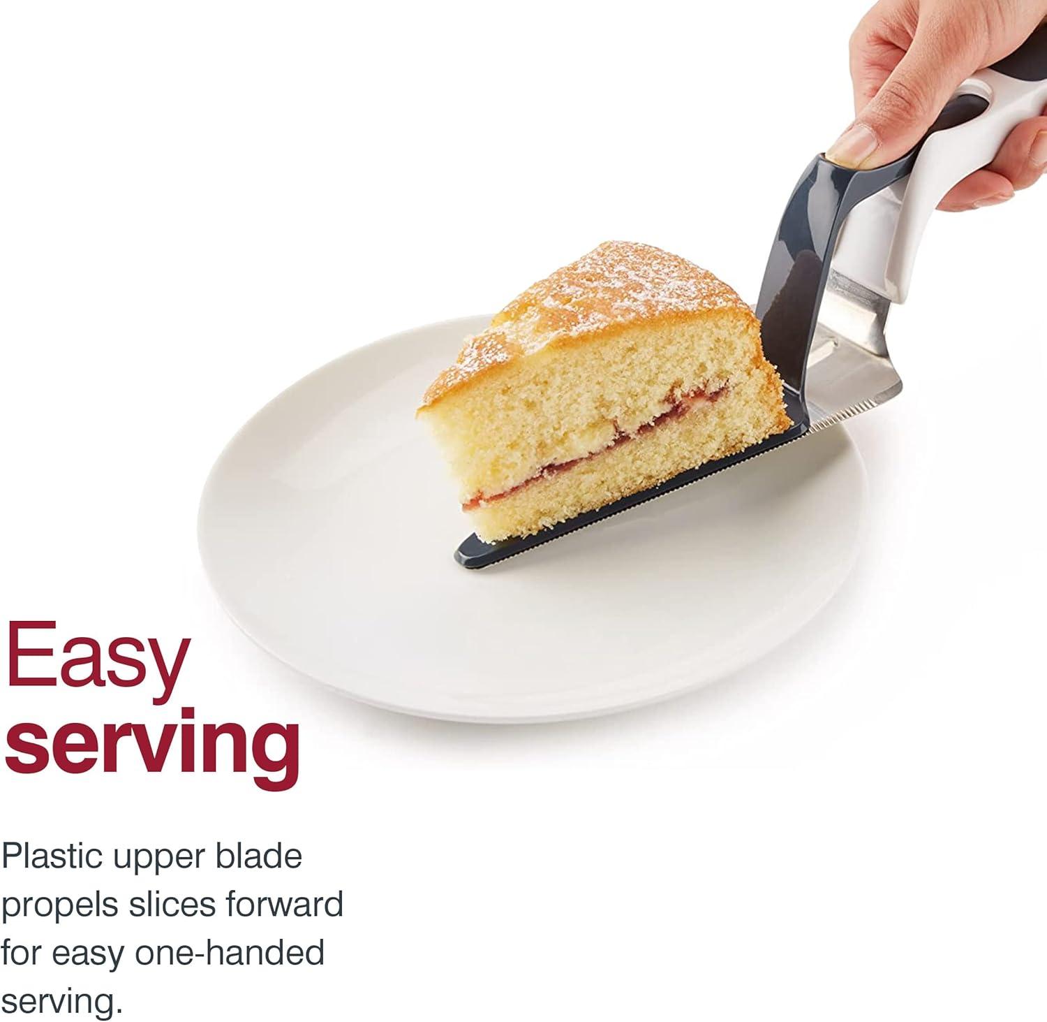 Zyliss Easy Slice Cake Server - Dishwasher-Safe, Stainless Steel Cake & Pie Cutter & Server for Kitchen Accessories - White
