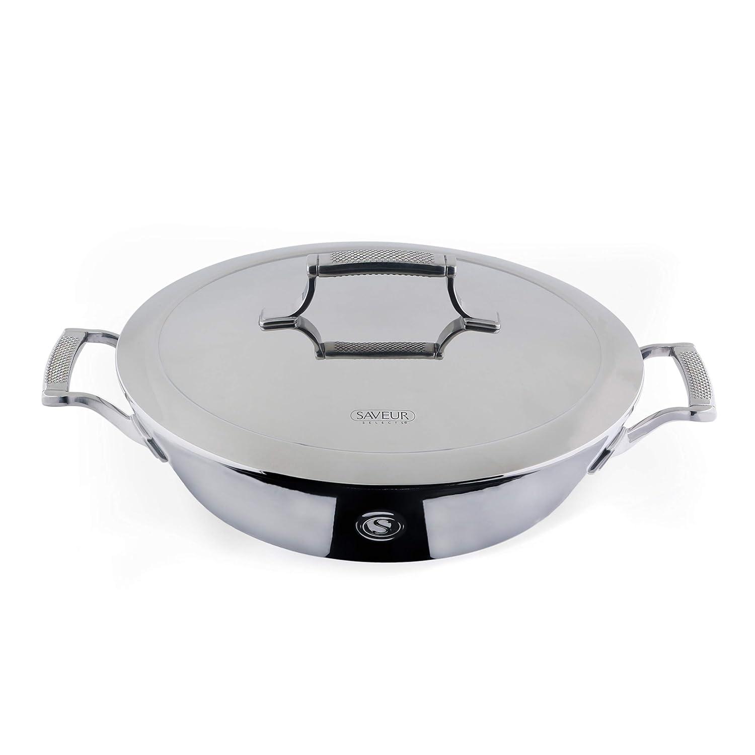 Saveur Selects 5 Quarts Stainless Steel Saute Pan with Lid