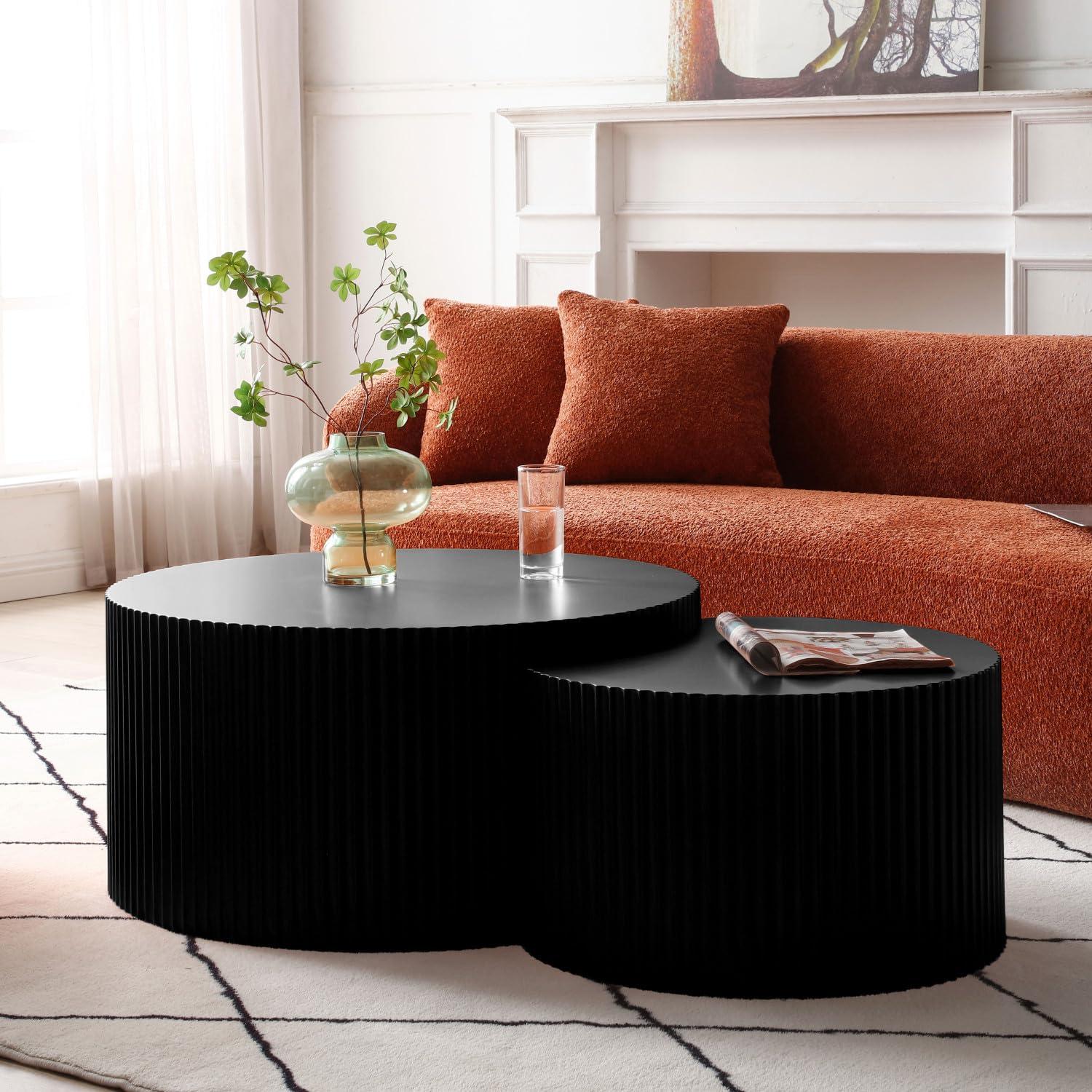 Williamspace Nesting Coffee Table Set, Modern Luxury, 2 Pieces, Black