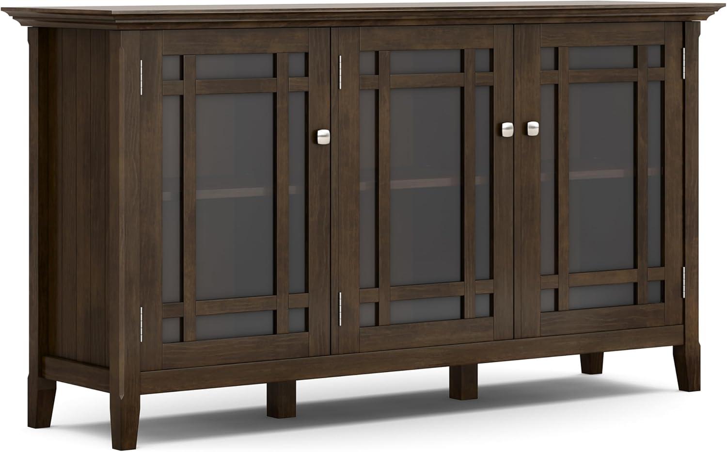 Bedford Dark Tobacco Brown Solid Wood Storage Cabinet with Glass Doors