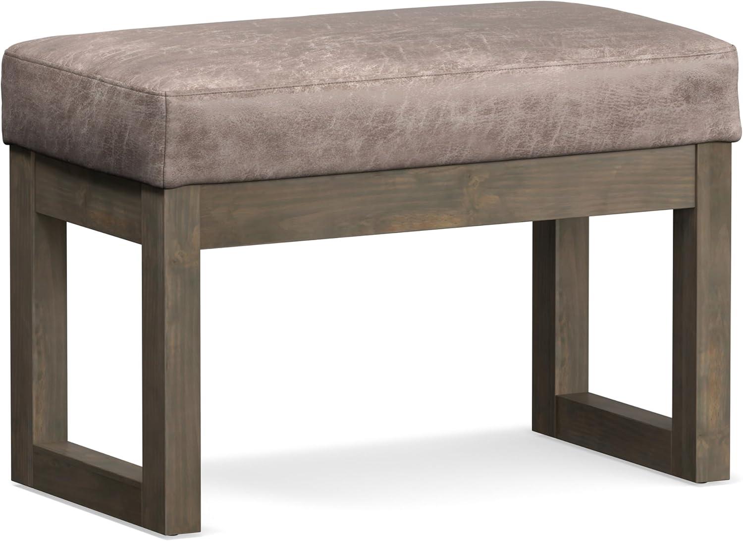 Simpli Home Milltown Ottoman Bench with Upholstered Seat and Solid Wood Frame