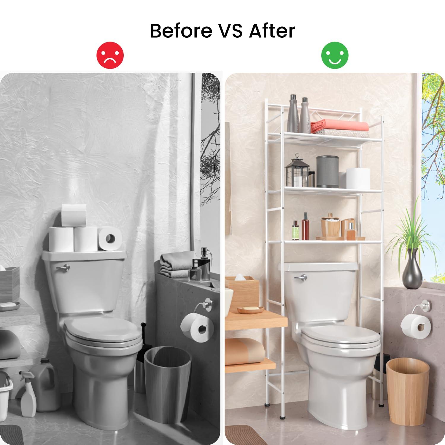 Home Zone Living 3 Tier Over The Toilet Bathroom Storage Rack, White