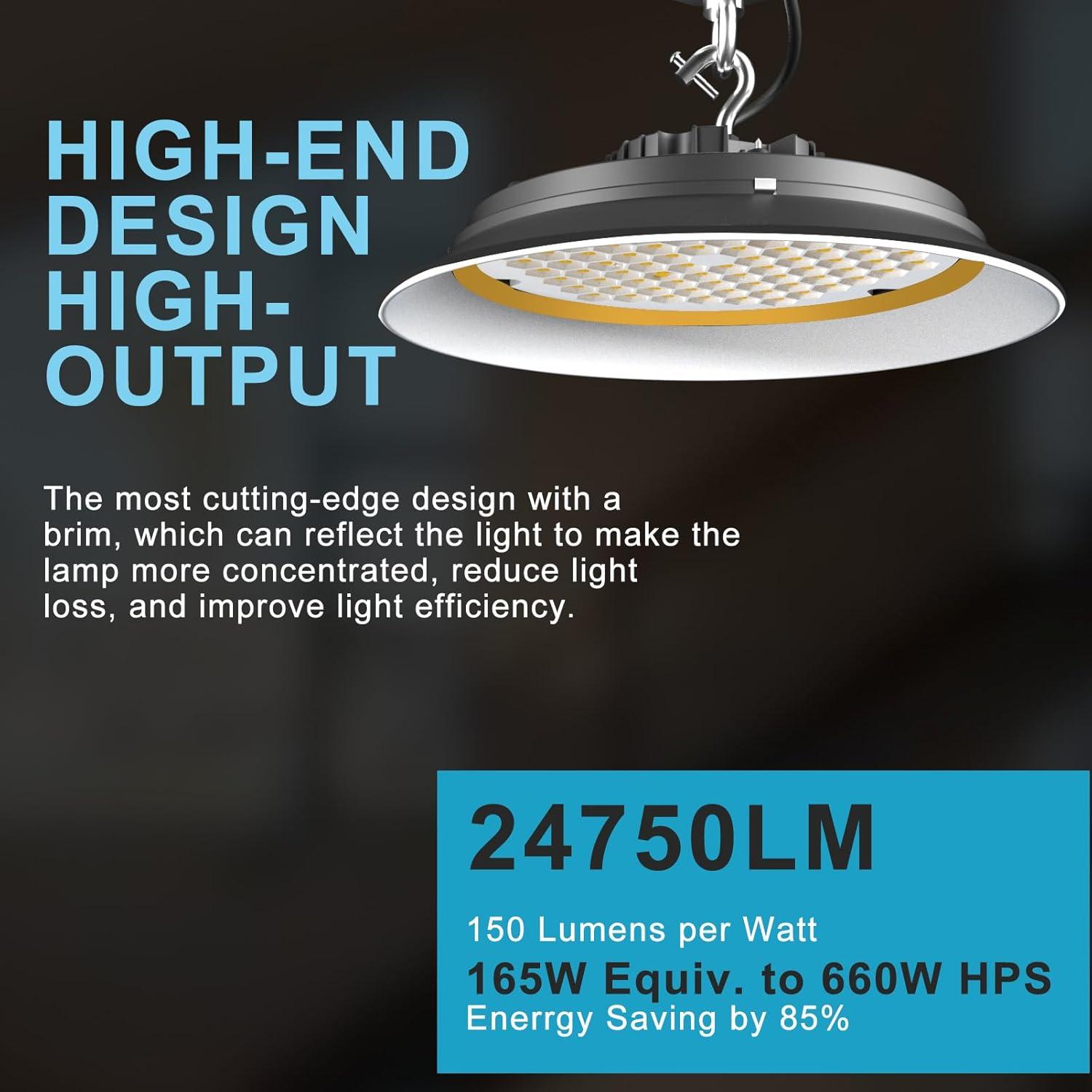 Lightdot 100W LED High Bay Light for Shop/Barn 5000K 14000LM (Eqv. to 400W HPS/MH) High Bay LED Lights with Plug for Commercial Warehouse Lighting-ETL Listed 5Pack