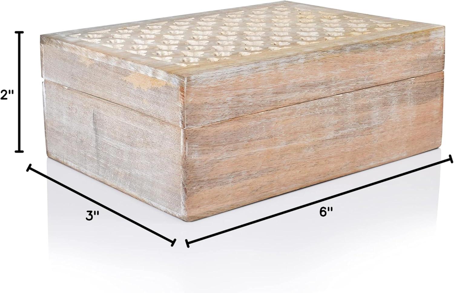 Mela Artisans Wood Keepsake Box with Hinged Lid in Trellis Design White- Extra Large