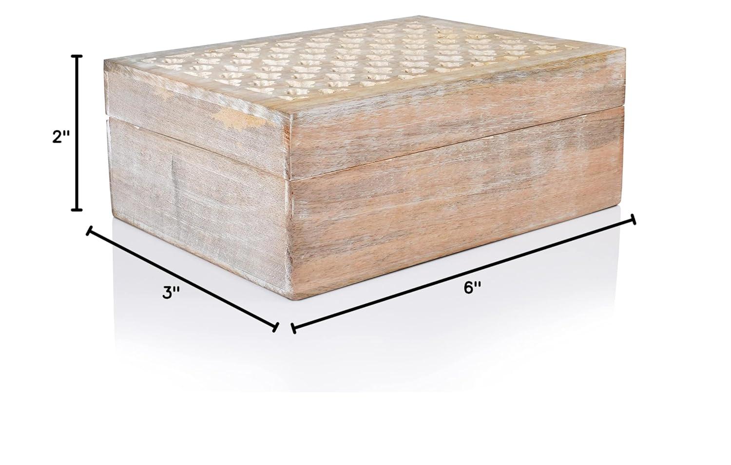 Mela Artisans Wood Keepsake Box with Hinged Lid in Trellis Design White- Extra Large