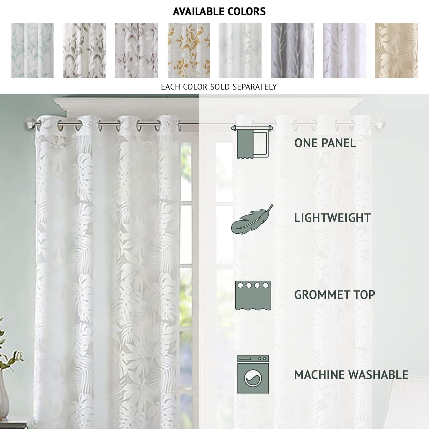 Madison Park Leilani Palm Leaf Burnout Single Window Sheer