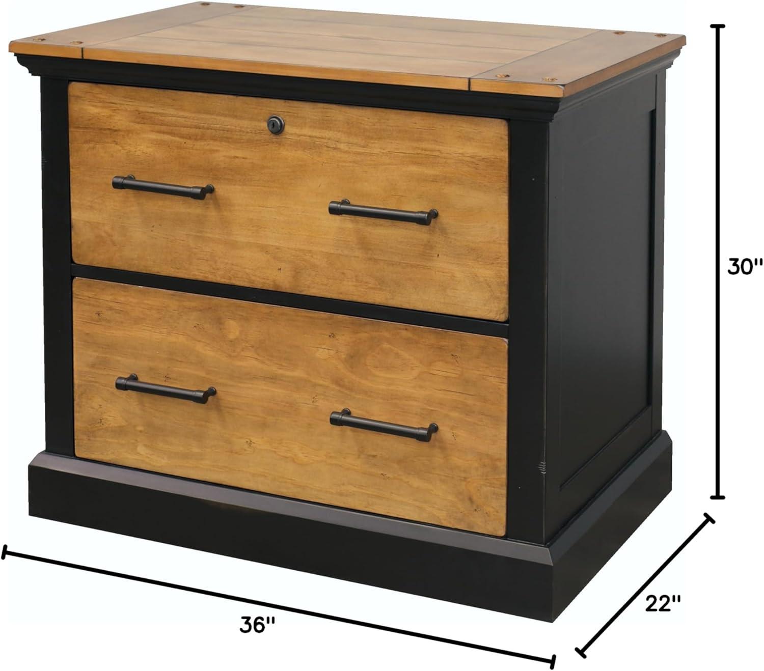 Toulouse Wood Lateral File With Legal/Letter File Drawer Office Storage Black