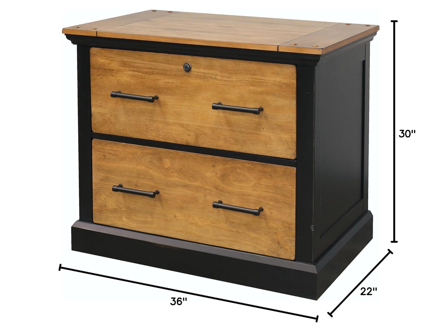 Toulouse Wood Lateral File With Legal/Letter File Drawer Office Storage Black