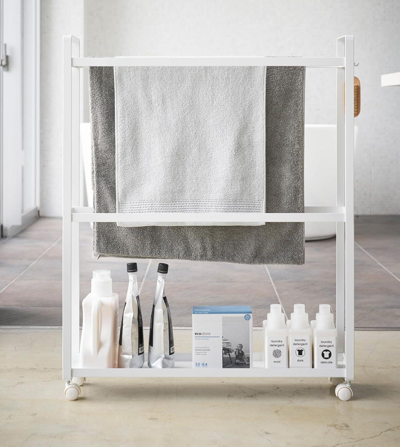 Yamazaki Home Tower Yamazaki Home Towel Rack And Bath Cart, Rolling Bathroom Storage Organizer 4292