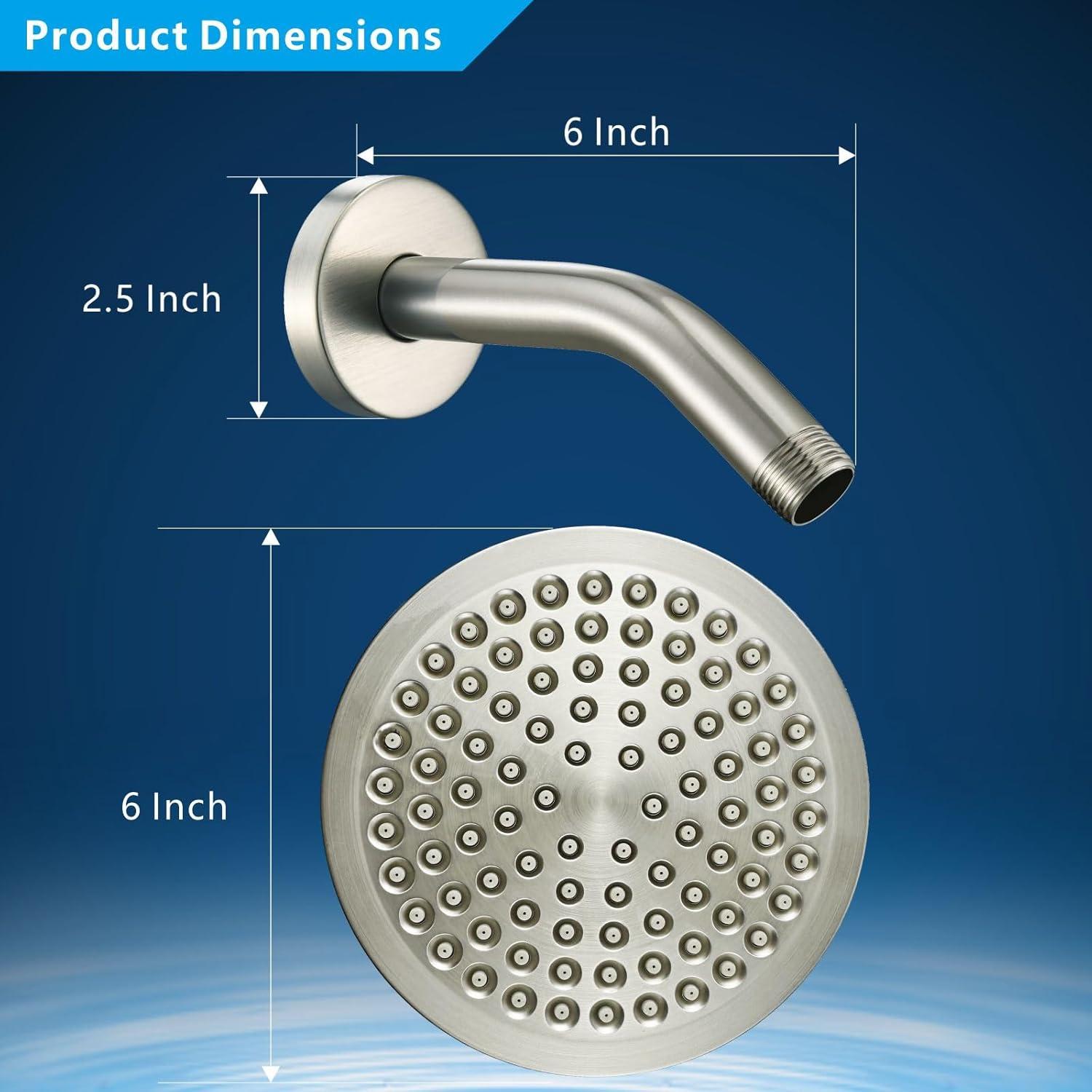 Brushed Nickel High Pressure Rain Shower Head with Arm