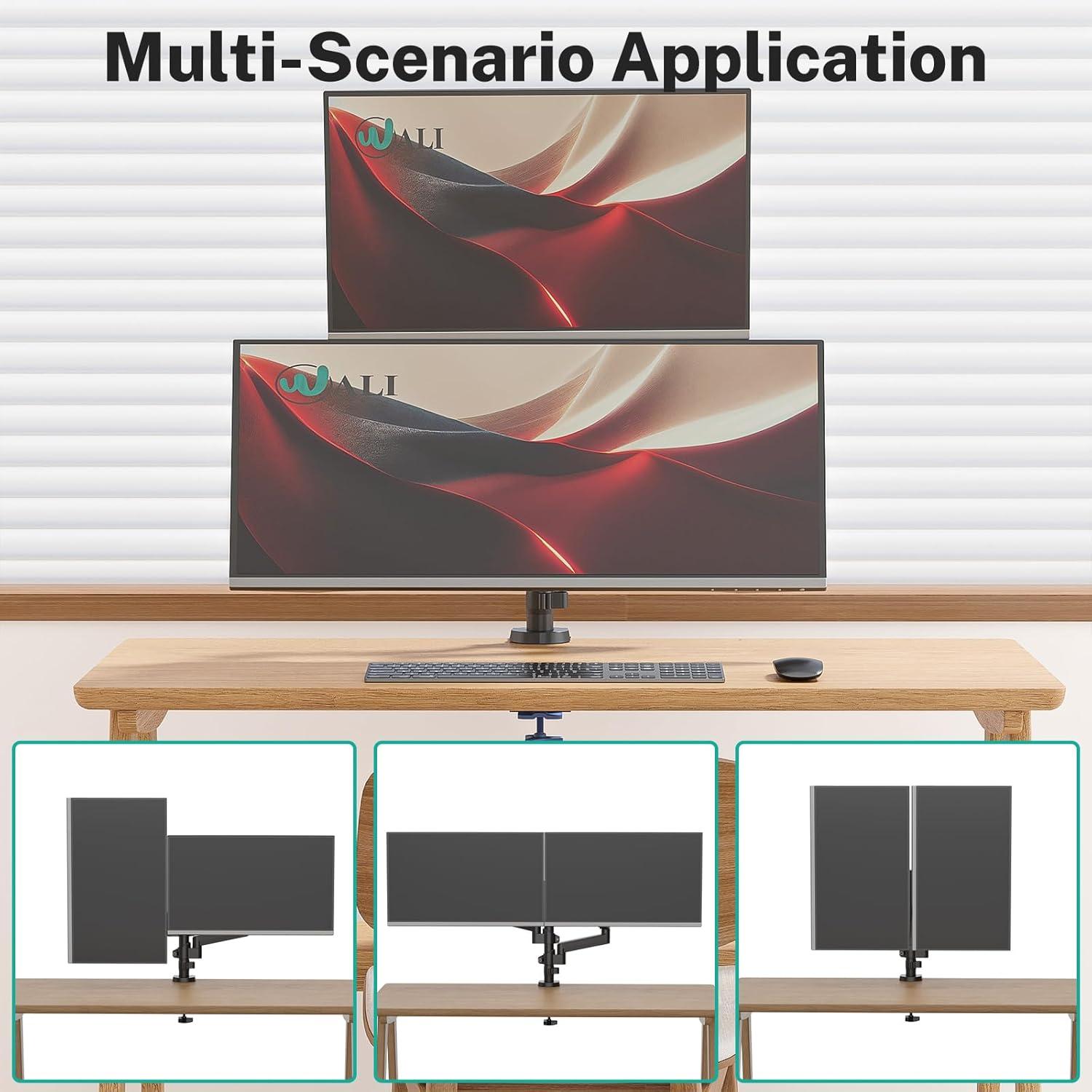 WALI GSDM002 2 TV & Monitor Mount with Accessories Included