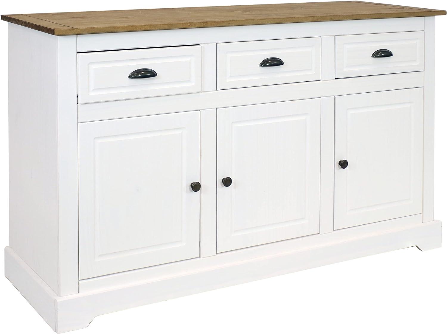 Sunnydaze Sideboard with 3 Drawers and 3 Doors - Solid Pine Construction - Dark Brown- 32"