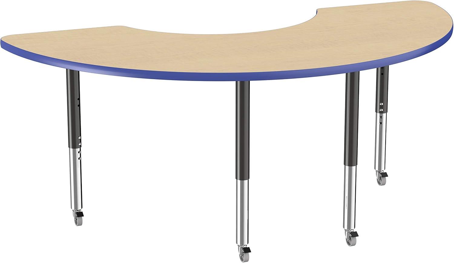 36" x 72" Half Moon T-Mold Activity Table with Adjustable Legs