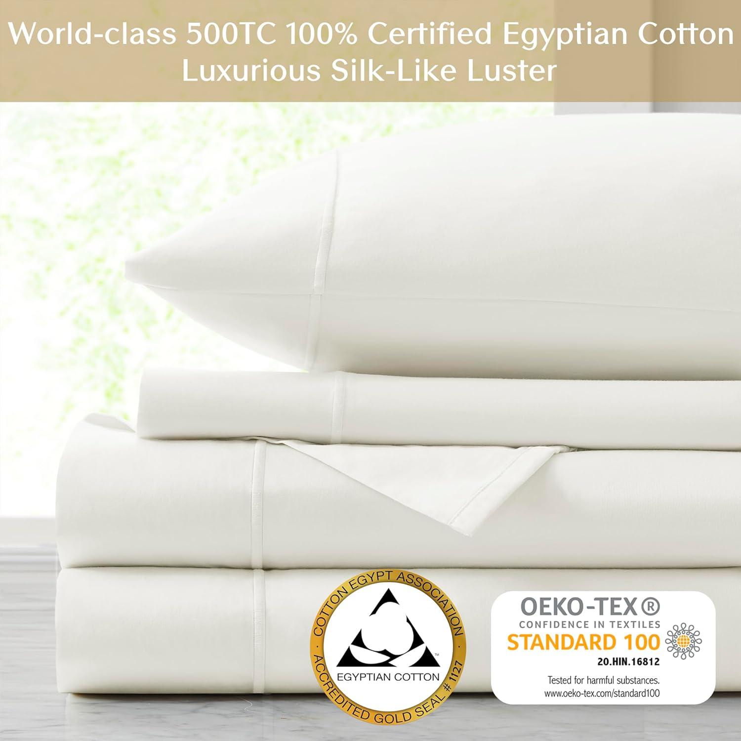 Croscill Luxury Egyptian 500TC Cotton Sheet Set in White Queen