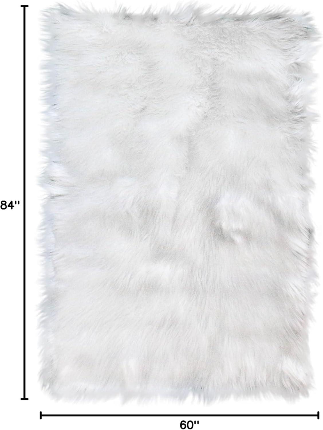 Diller White Faux Sheepskin Fur Machine Washable Shag Fluffy Area Rug