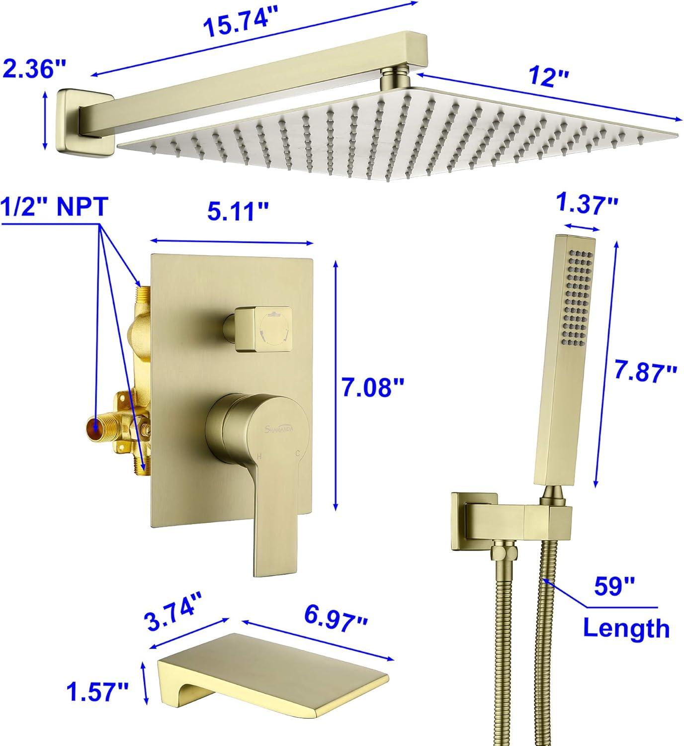 Brushed Gold Multi-Function Wall Mounted Shower System