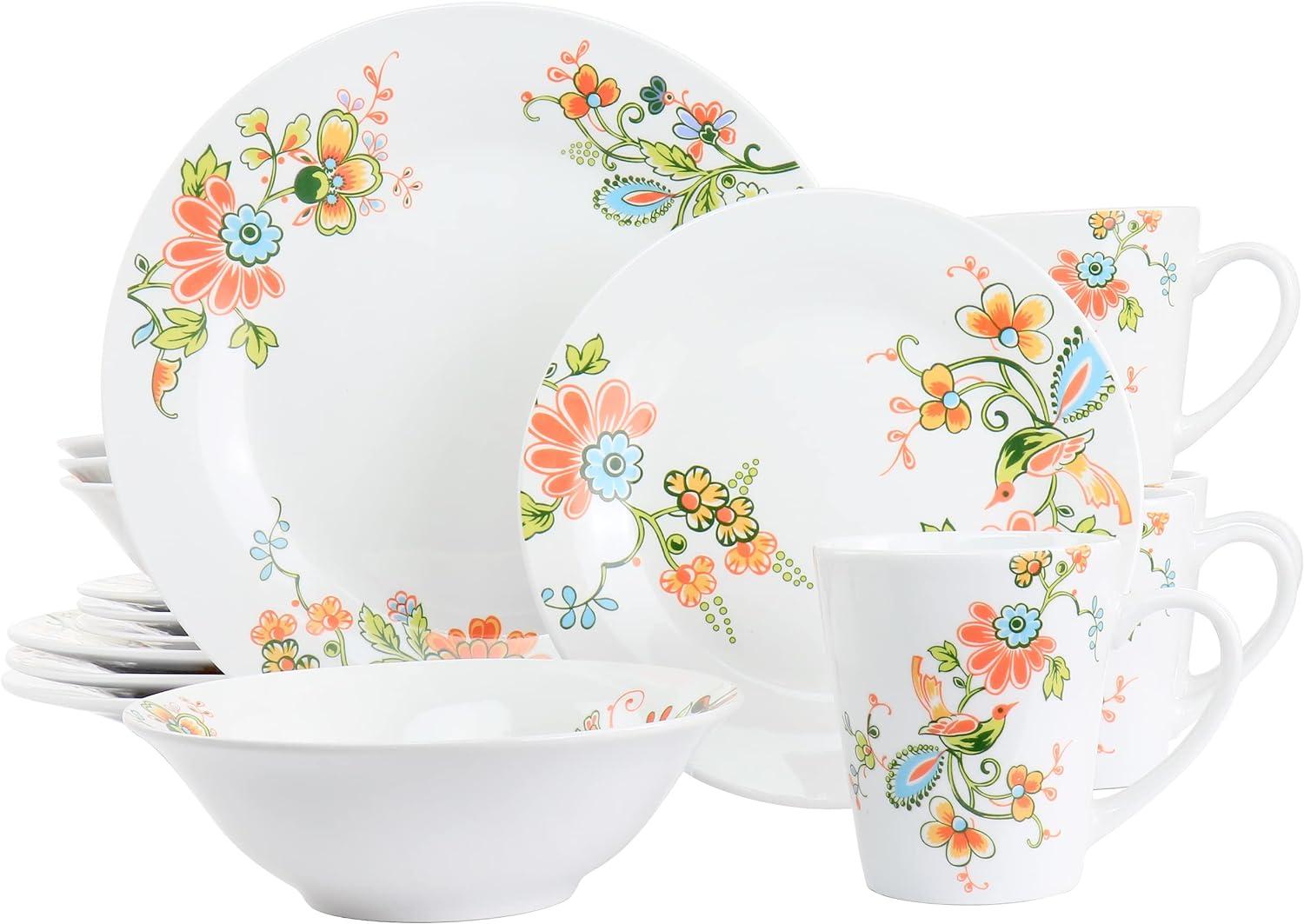 Spring Bloom 16-Piece Floral Porcelain Dinnerware Set