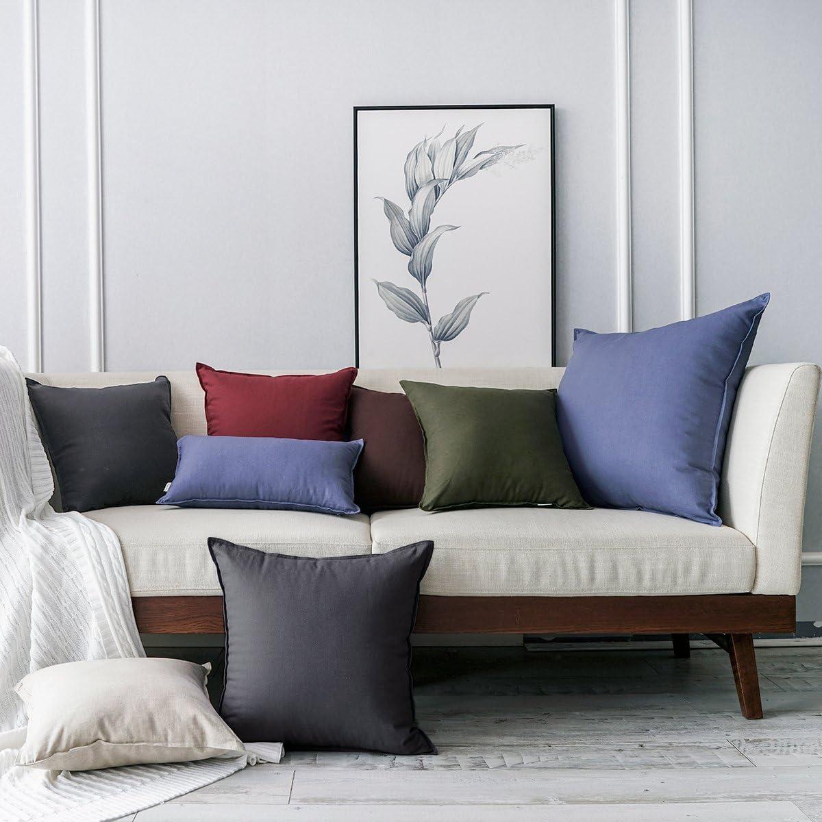 Jeanerlor Solid Cotton Linen Decoration Toss Throw Pillow Sham Cushion Case Dark Grey Pillow Cover Delicate Decorative Pillowcase for Bed/Chair/Couch, 18"x18"(45 x 45cm), Dark Grey