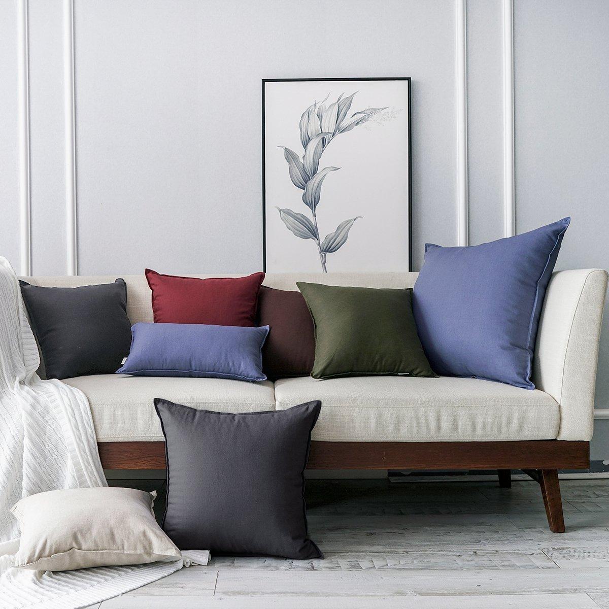 Jeanerlor Solid Cotton Linen Decoration Toss Throw Pillow Sham Cushion Case Dark Grey Pillow Cover Delicate Decorative Pillowcase for Bed/Chair/Couch, 18"x18"(45 x 45cm), Dark Grey