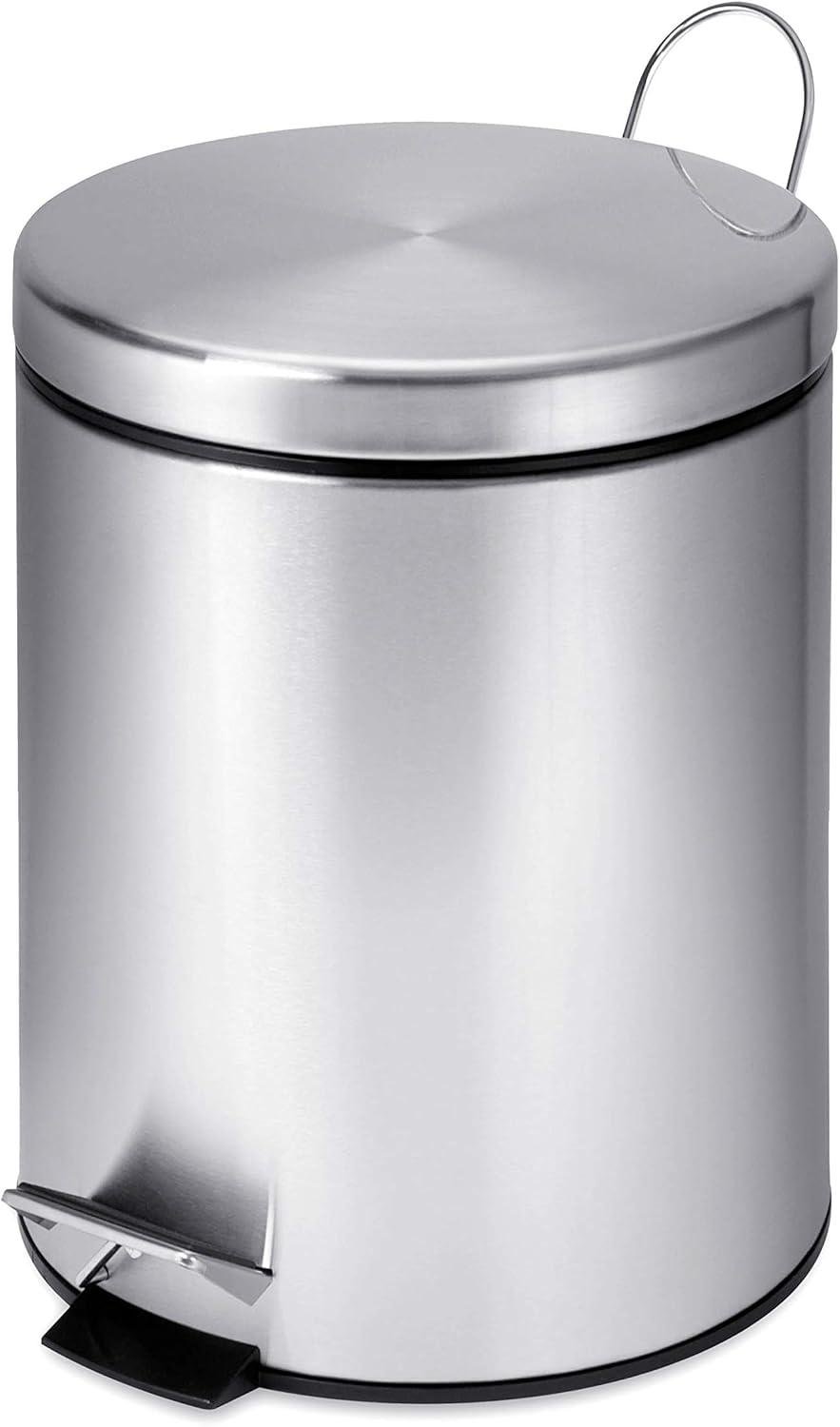 Honey-Can-Do Trs-01449 5 Liter Round Stainless Steel Step Trash Can - Stainless Steel