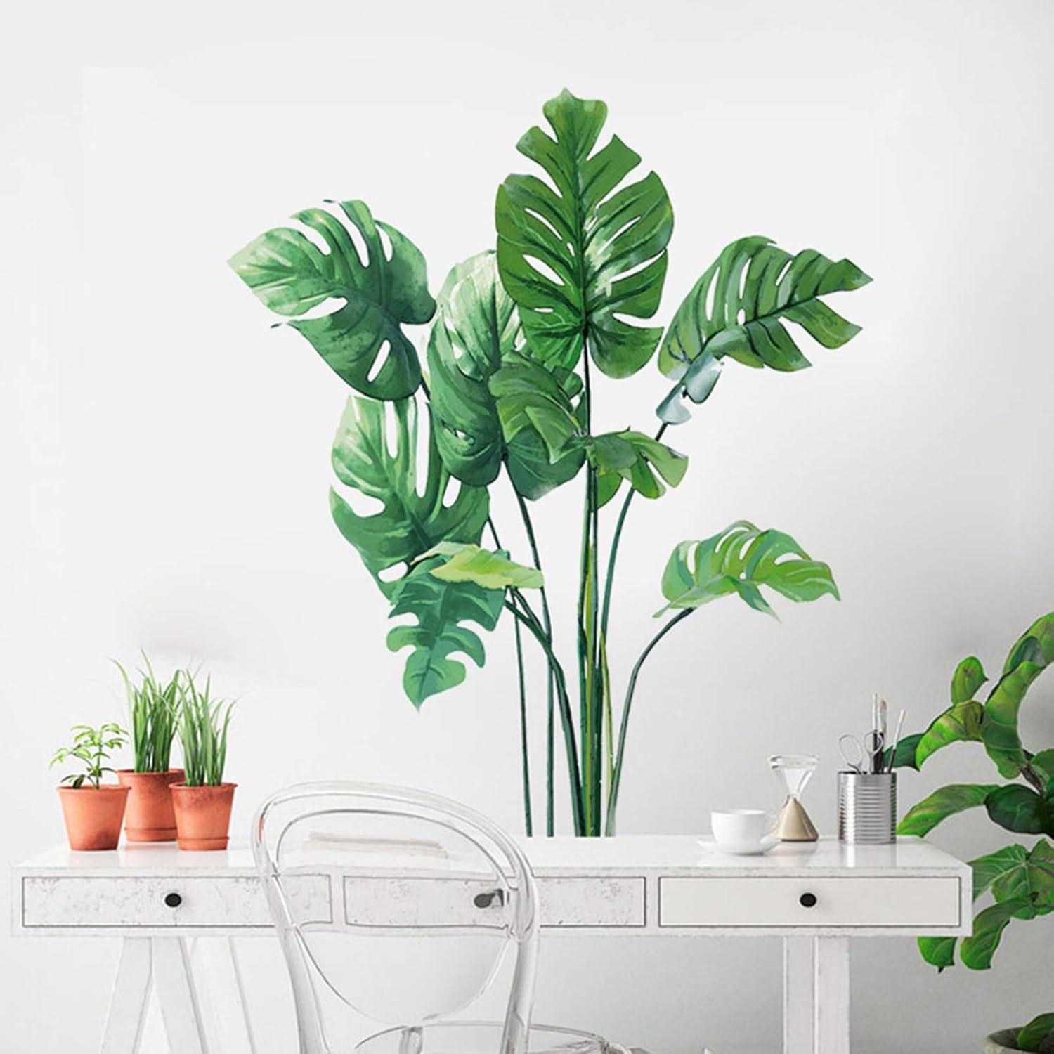 Monstera Palm Leaf Green Vinyl Wall Decals for Nursery