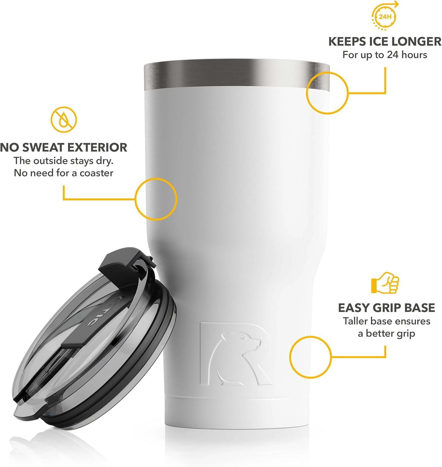 White 20 oz Stainless Steel Insulated Travel Tumbler with Lid