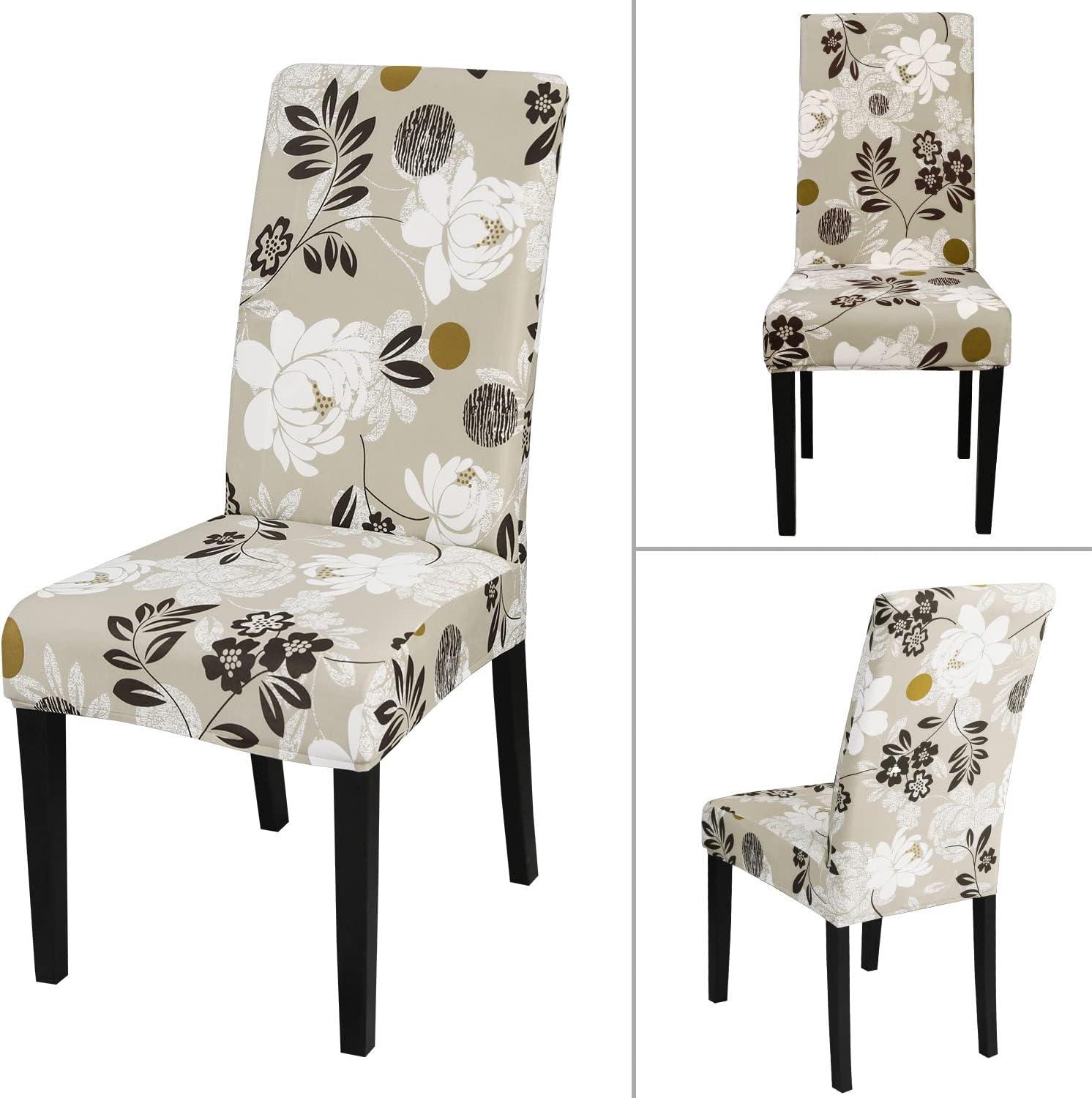 Dining Chair Covers Set of 6 Stretch Floral Dining Chair Slipcovers for Parson Chairs 6 Pack Washable Removable，(6,#16)