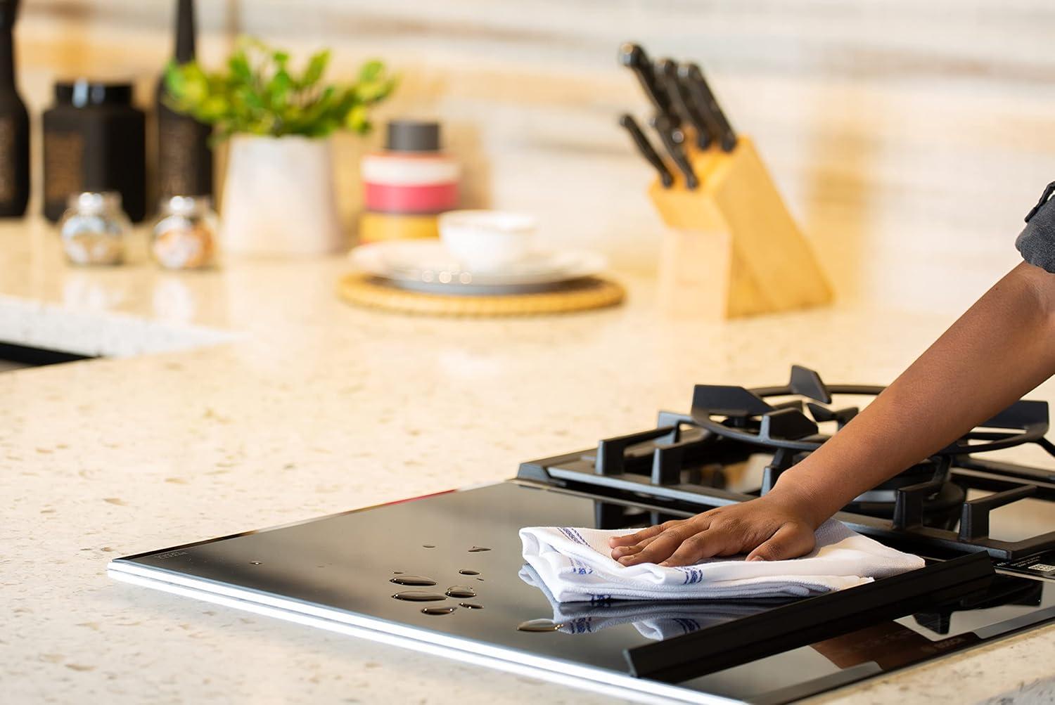 Kitchen Towels Set - 100% Pure Cotton Dish Towels for Kitchen, Super Absorbent Kitchen Hand Towel, Soft & Durable Dish Cloths, Pack of 12 – 15”x25”, Blue Stripe