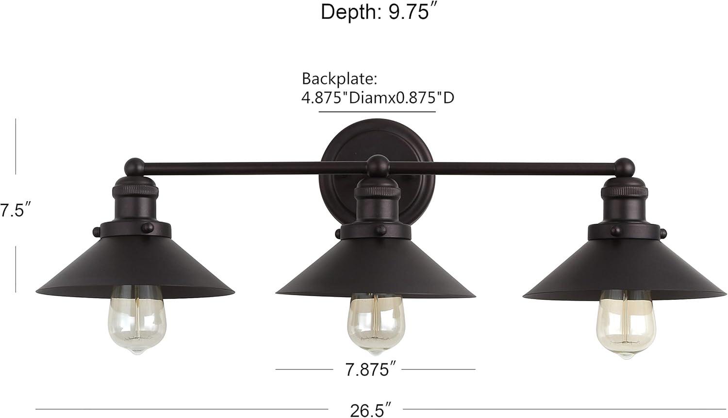 July 26.5" 3-light Metal Vanity Light, Oil Rubbed Bronze