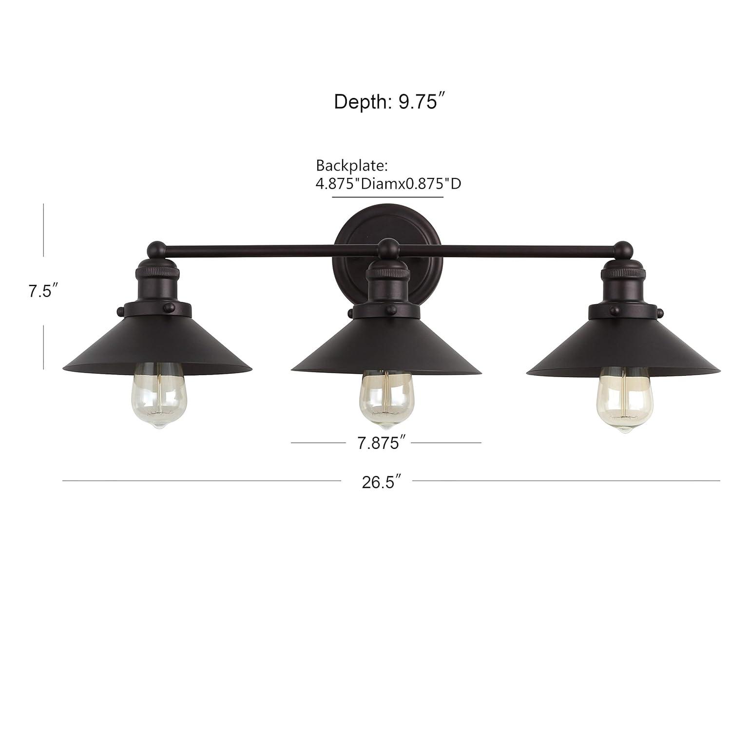 July 26.5" 3-light Metal Vanity Light, Oil Rubbed Bronze