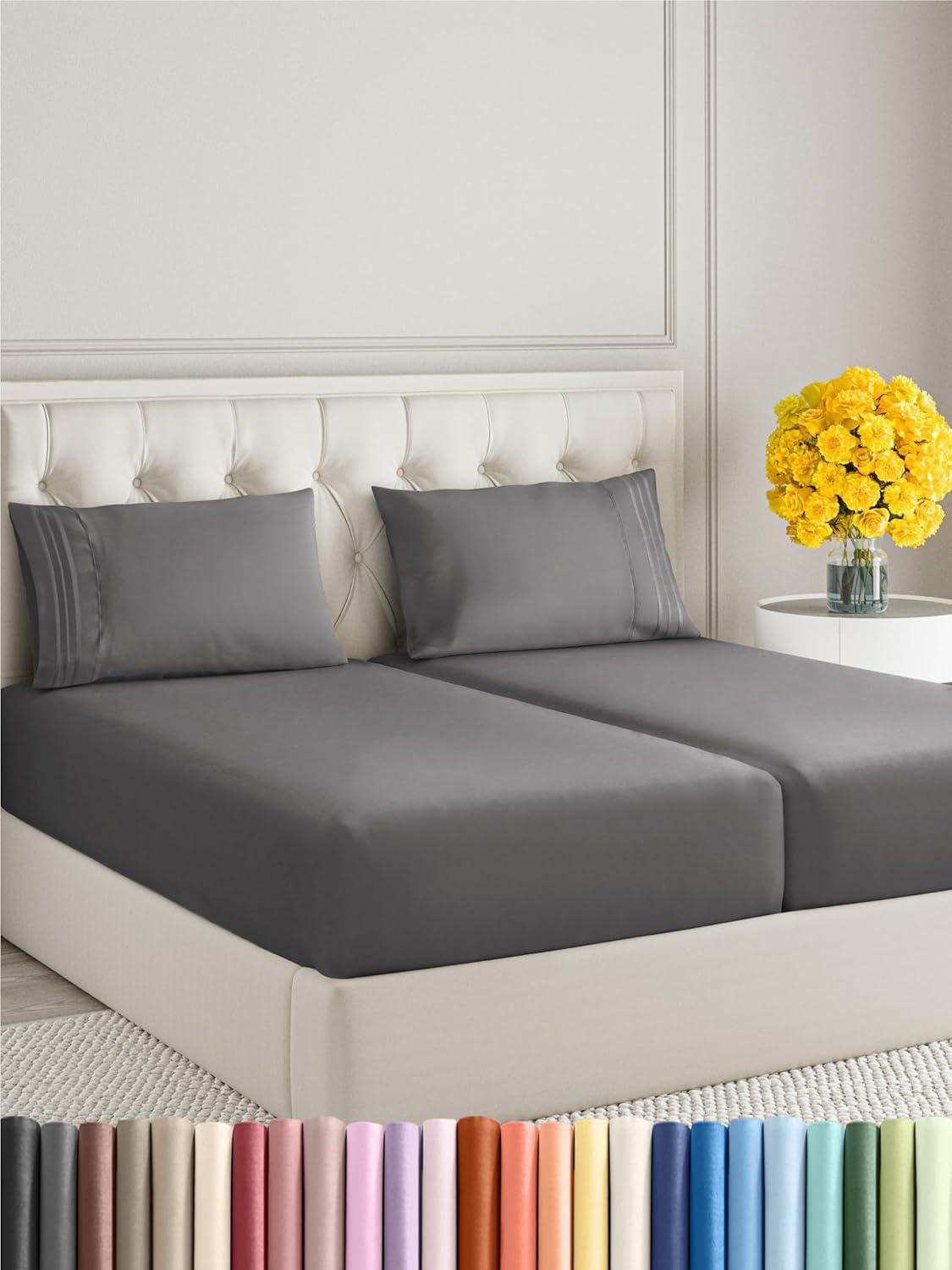 Dark Grey King Size Microfiber Sheet Set with Deep Pockets