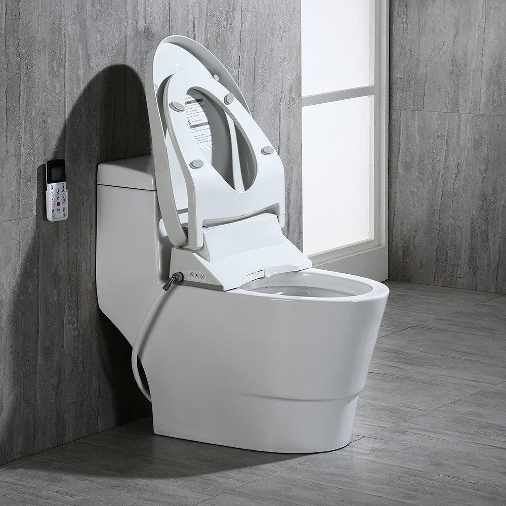 WOODBRIDGE Luxury, Elongated One Piece Advanced Bidet, Smart Toilet Seat with Temperature Controlled Wash Functions and Air Dryer, T-0008, 31 x 18 x 28 inches, Toilet & Bidet