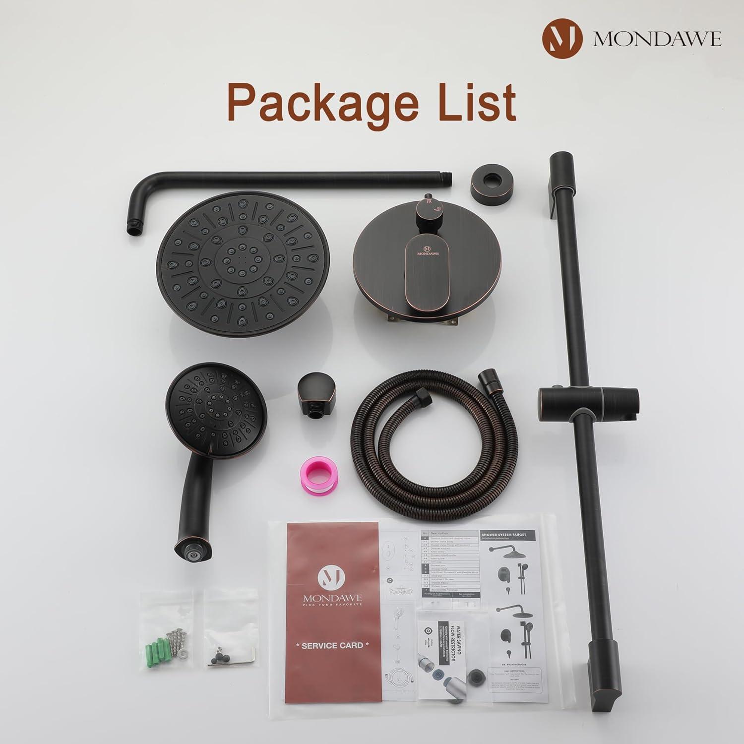 mondawe Calliope Wall Mounted 2-Function Retro Pressure-Balanced Shower System with 3 Setting Handheld MD-A3815-ORB