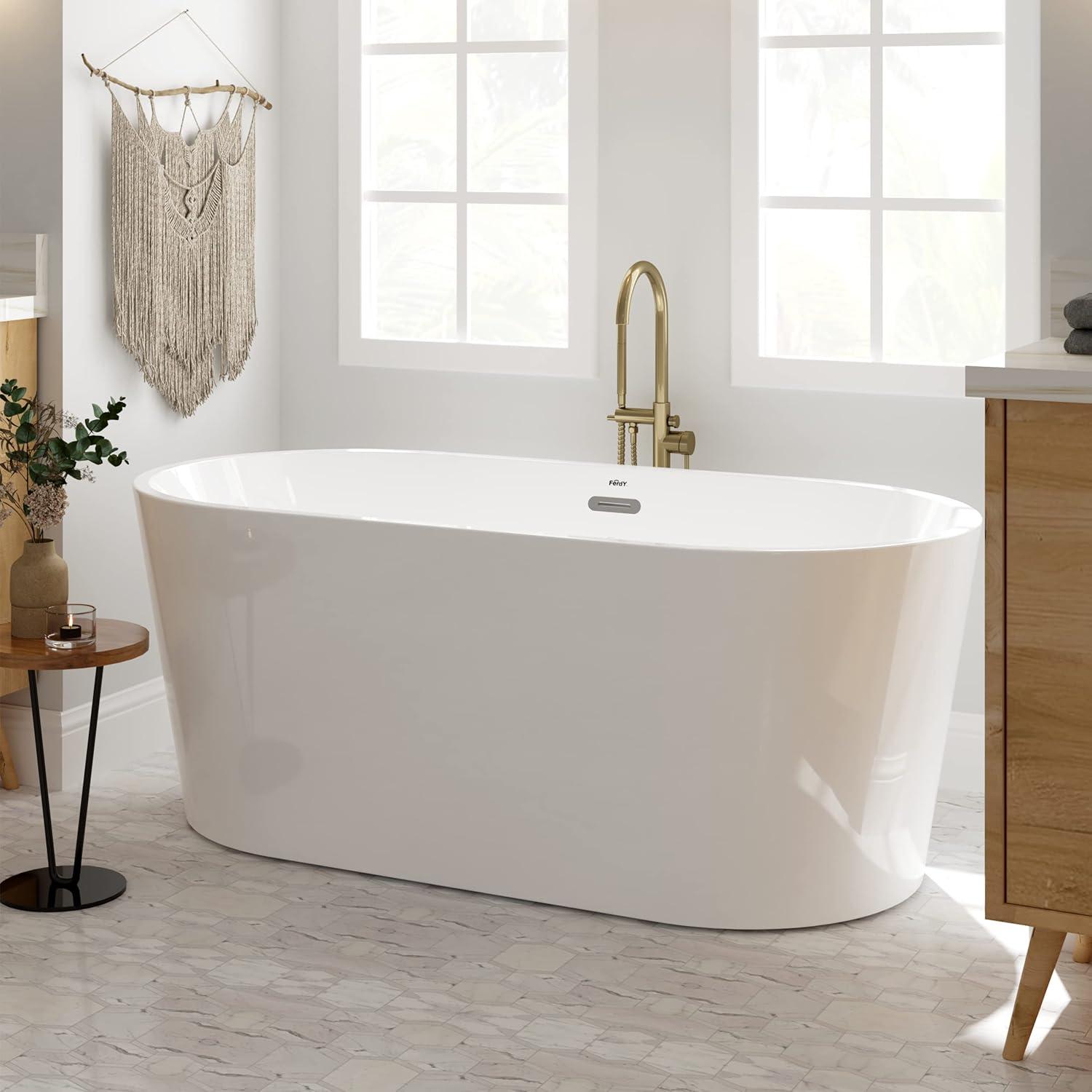 Shangri-La 59" Glossy White Acrylic Freestanding Bathtub