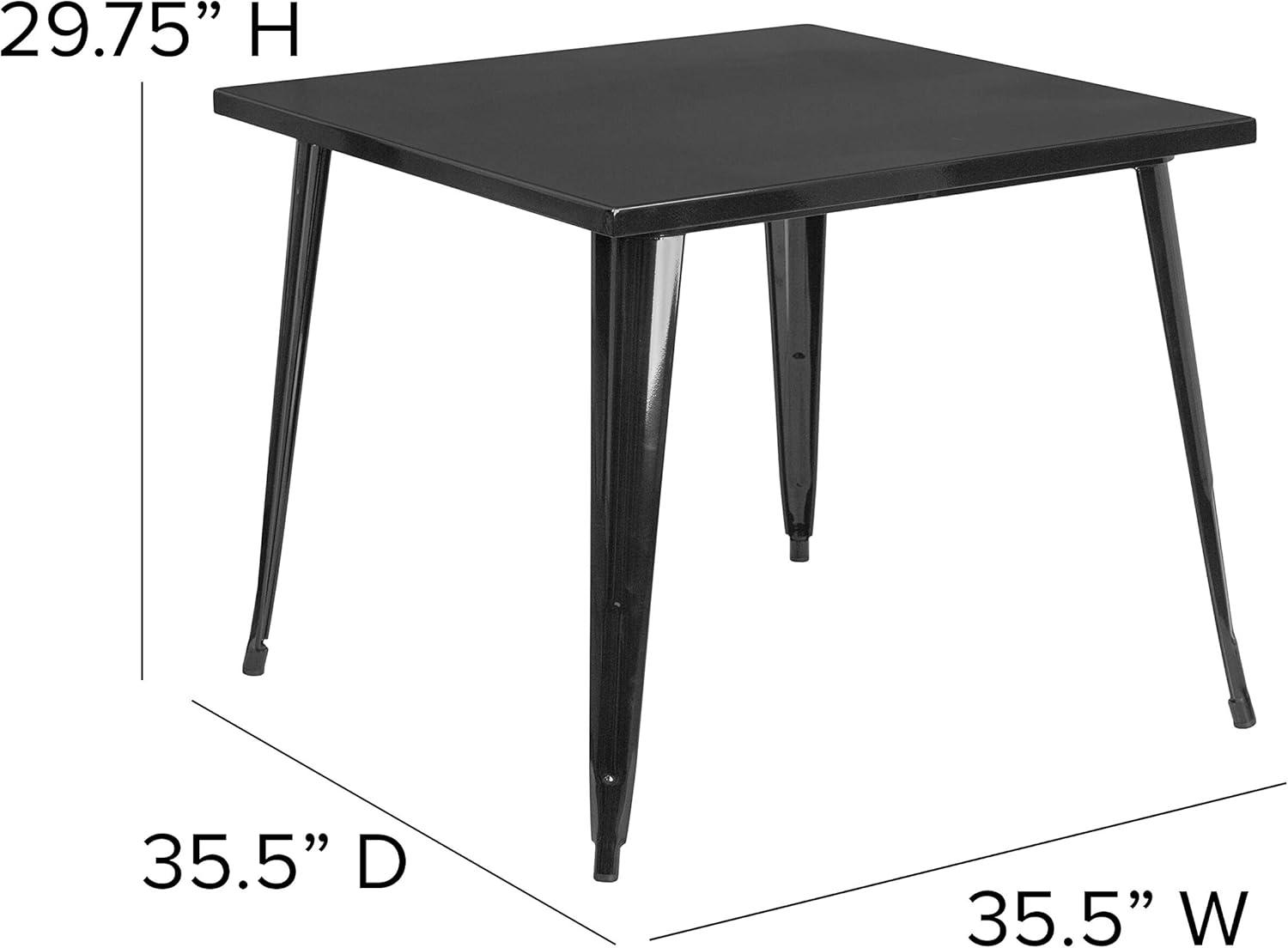 Emma and Oliver Commercial Grade 35.5" Square Colorful Metal Indoor-Outdoor Dining Table