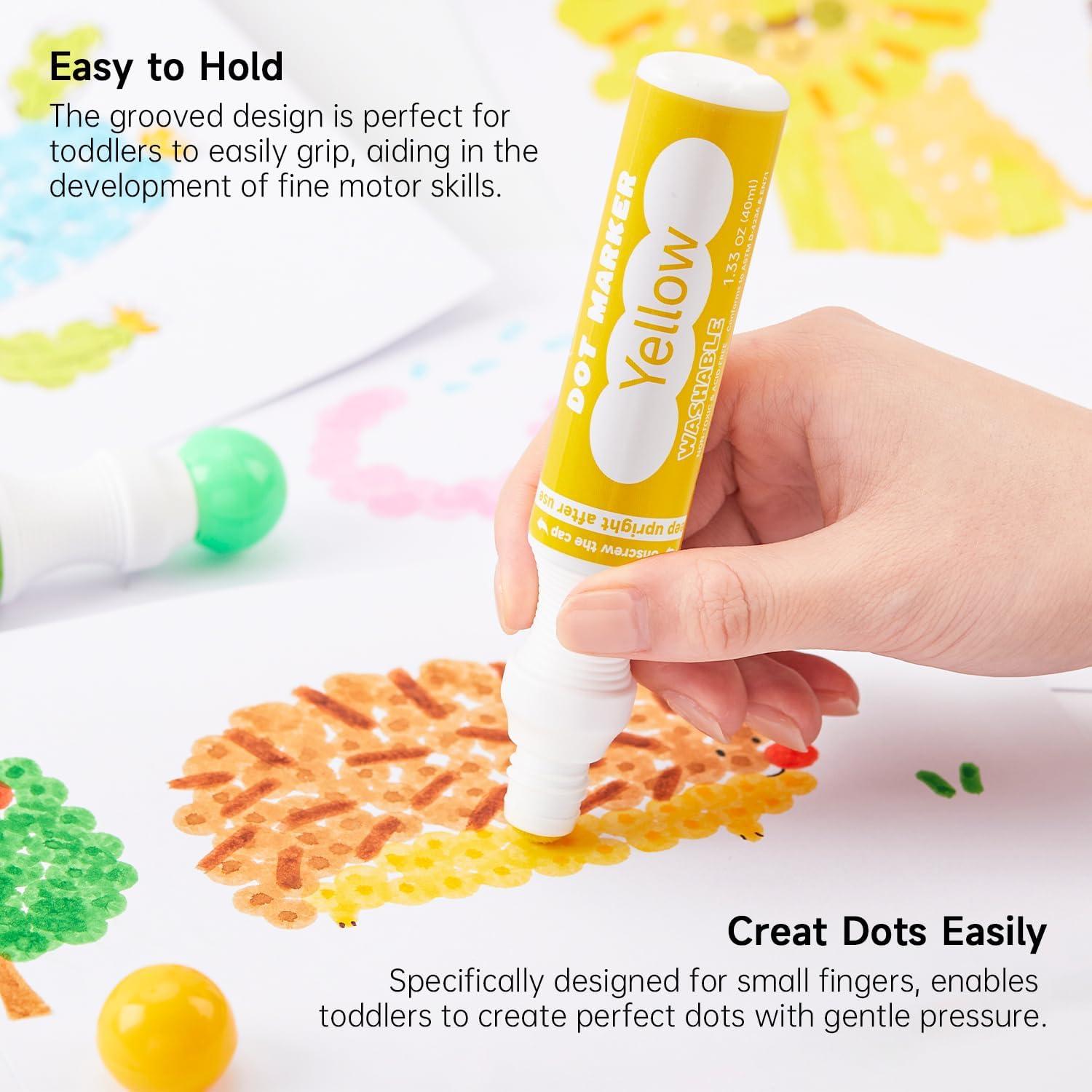 Shuttle Art Dot Markers, 14 Colors Bingo Daubers with 20 Unique Patterns of Dot Book for Art Activities, Non-Toxic Washable Coloring Markers