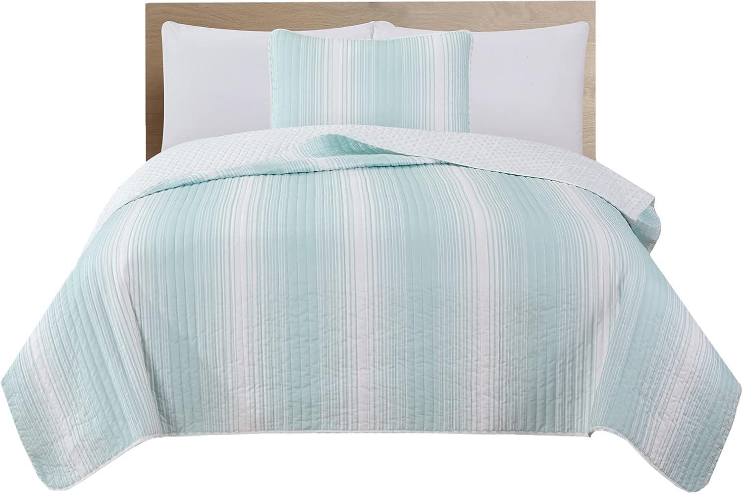 Vertically Striped Reversible Quilt Set with Shams