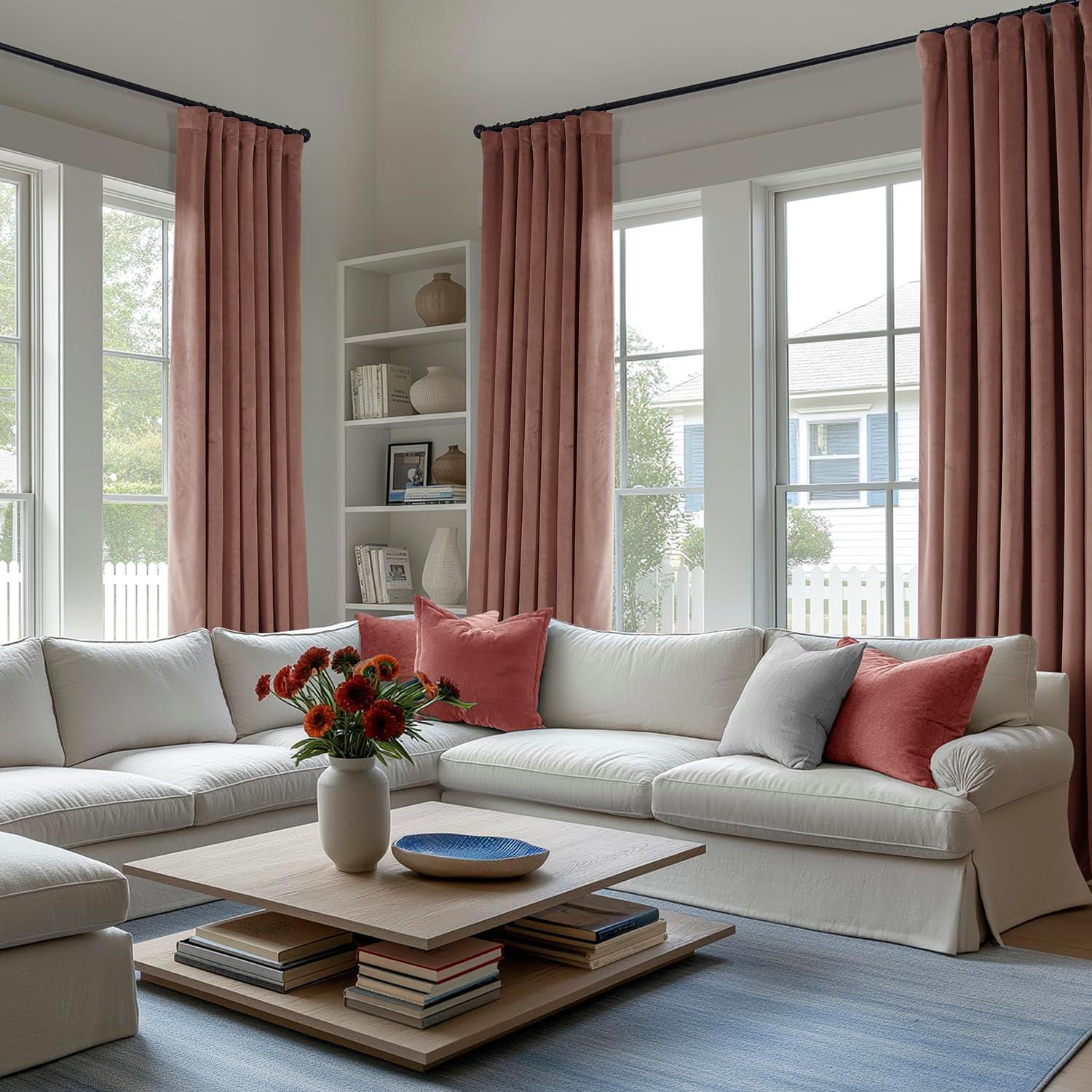 Wild Rose Velvet Rod Pocket Room Darkening Curtain - 50 in. W x 84 in. L Single Panel Window Velvet Curtain