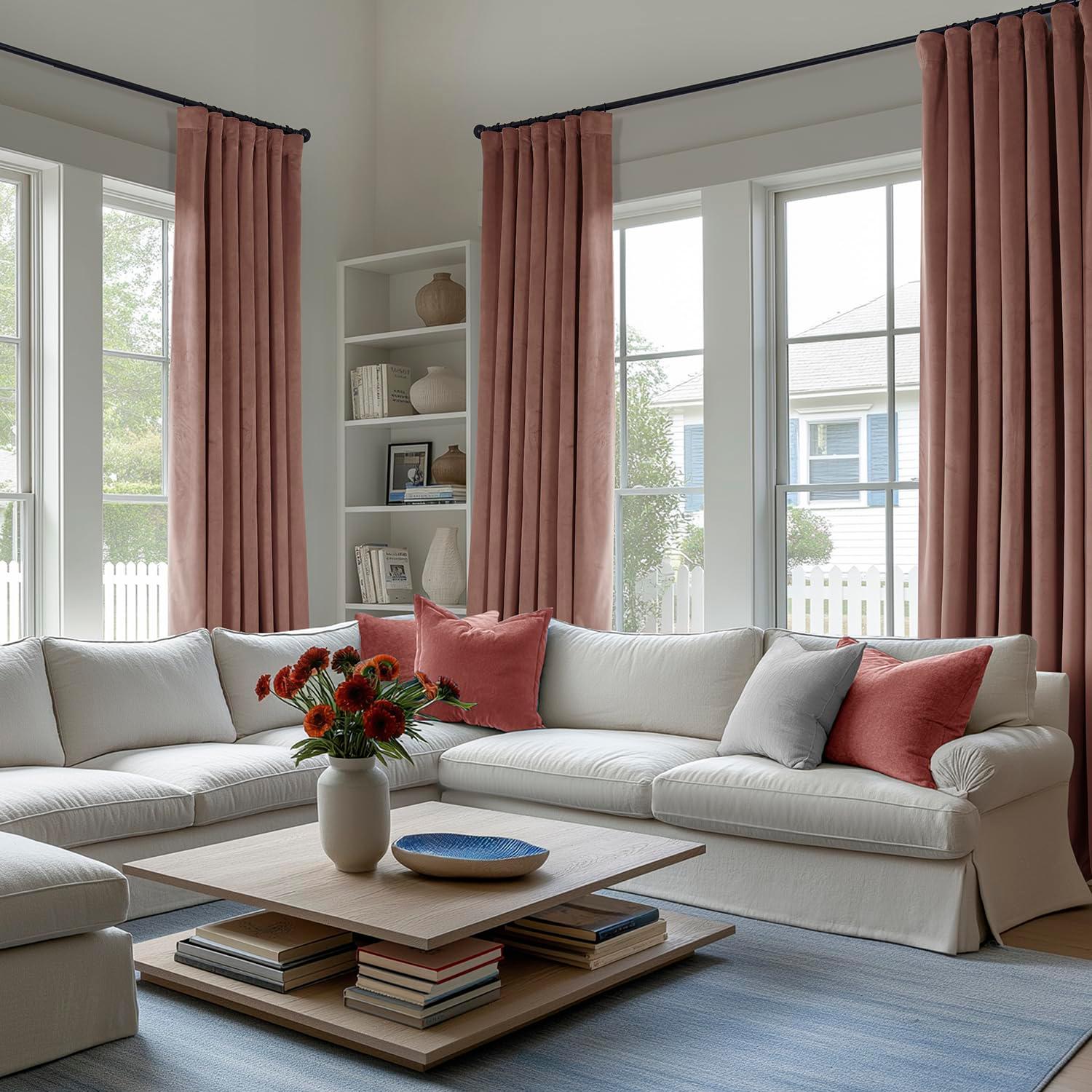 Wild Rose Velvet Rod Pocket Room Darkening Curtain - 50 in. W x 84 in. L Single Panel Window Velvet Curtain