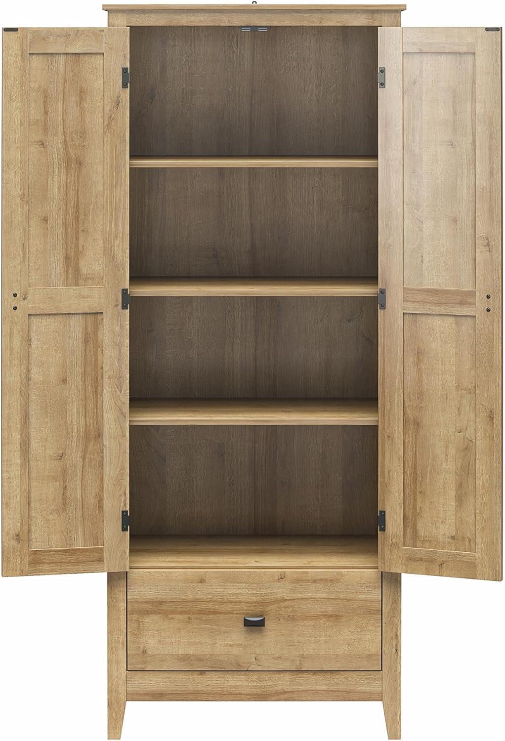 Natural Wood Freestanding Office Storage Cabinet with Adjustable Shelves