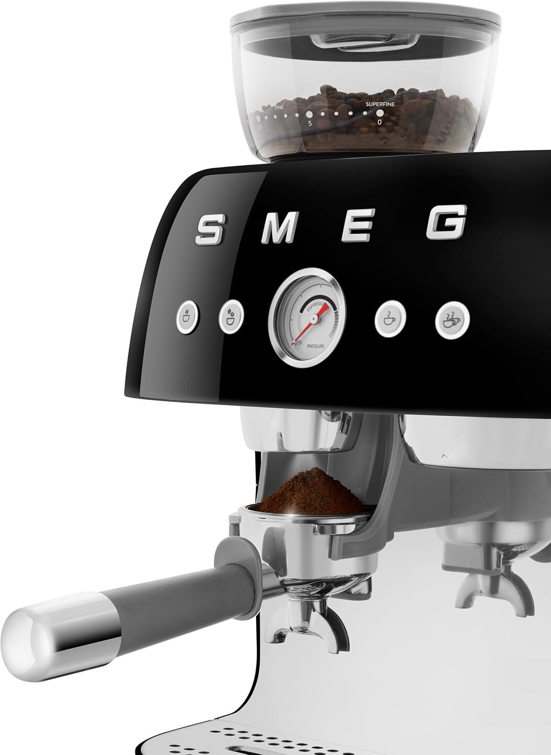 Black Semi-Automatic Espresso Machine with Grinder and Steam Wand