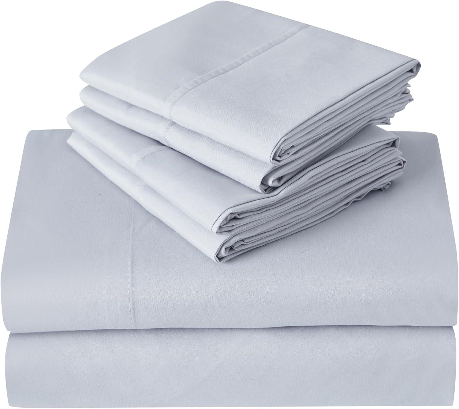 Silver Grey Queen Cotton Polyester 6-Piece Sheet Set