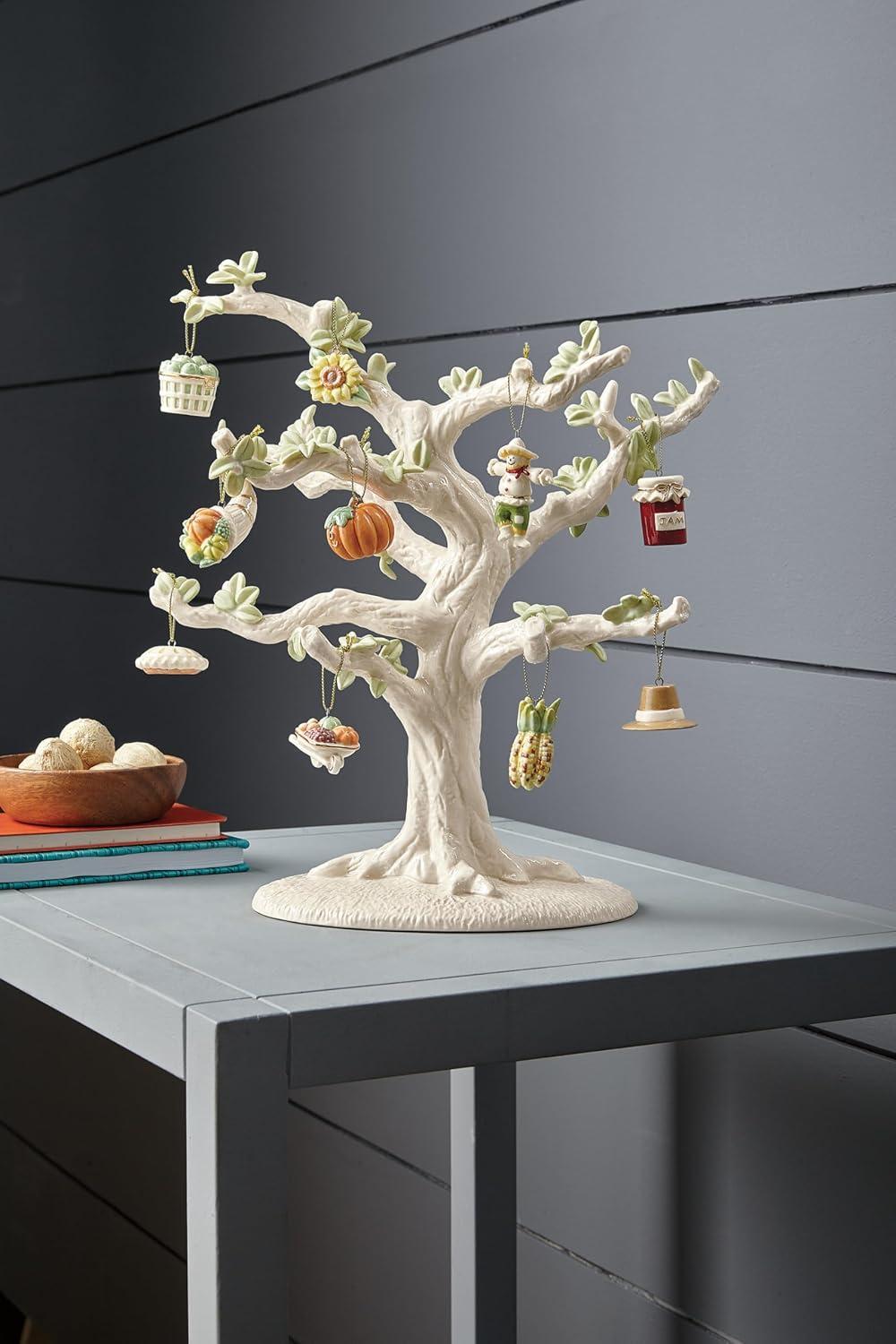 Ivory Porcelain Autumn Tree with 10 Mini Ornaments